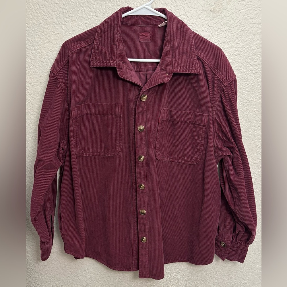 Levi Corduroy Button-Up Shirt Burgundy